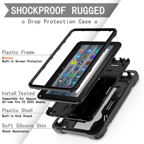 For Amazon Fire 7 2022 12th Gen 7 inch Tablet Case Cover + Free Screen Protector - Picture 90 of 141
