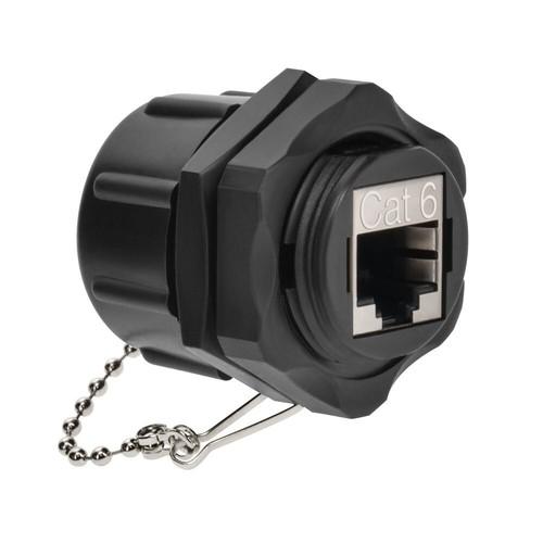 Cat.6 RJ45 Shielded Ethernet Industrial Panel Mount Bulkhead Coupler w/ Dust Cap - 第 2/4 張圖片