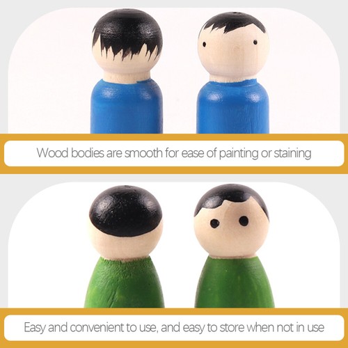 48 Pcs Wooden Doll Men 2024 and Women Child Diy Hand-painted Puppets Peg Figurines