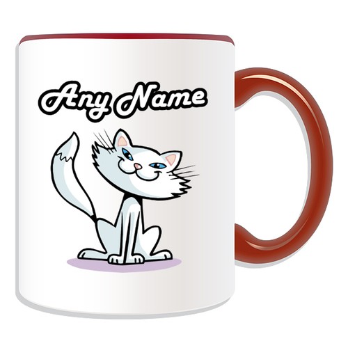 Regalo Personalizado Gato Blanco Taza Caja de Dinero Taza Diseño Animal Tema Gatito Miaow - Imagen 16 de 21