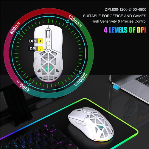 T26 Dual-mode Wireless Mouse 2.4G BT5.1 RGB Backlight 4800DPI Office Game Mice - Picture 11 of 26