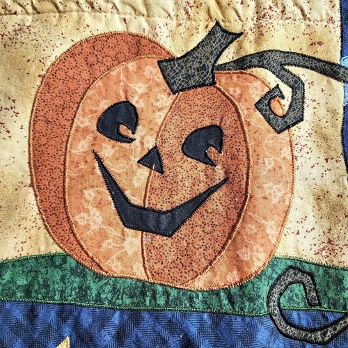 Juego de 2 manteles individuales vintage con apliques de otoño Halloween Jack-O-Lantern - Imagen 3 de 6