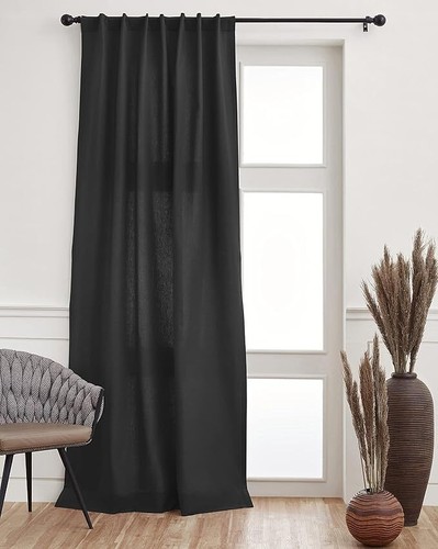 Solino Home Cotton Linen Curtain, Single Panle Curtain for Living Room, Bedroom - Picture 1 of 35