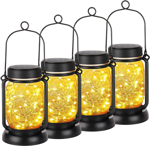 4 Pack Solar Hanging Lantern with Stakes, Outdoor Waterproof Solar Mason Jar Fai - Picture 12 of 12