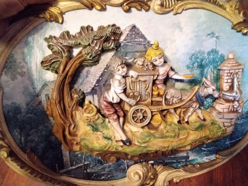 2 Vintage 3D Empire Wall Plaques Ornate Rococo Frame Decor Italy Art Rare - Picture 4 of 9