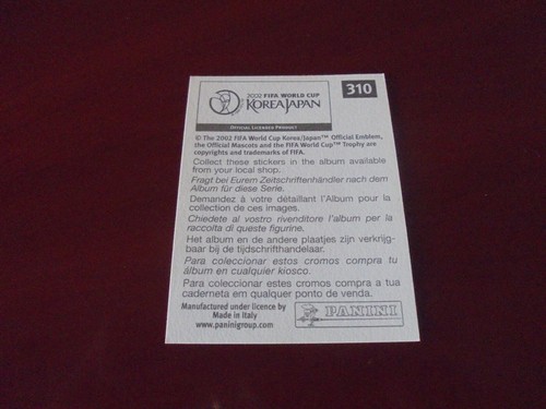 PAULETA Portugal Team Panini World Cup 2002 Korea Japan Sticker #310 - Picture 2 of 2
