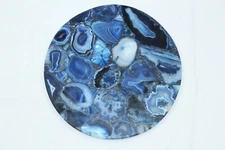 Resin with Lawn Table for Home Decor Round Shape Blue Agate Coffe Table Top