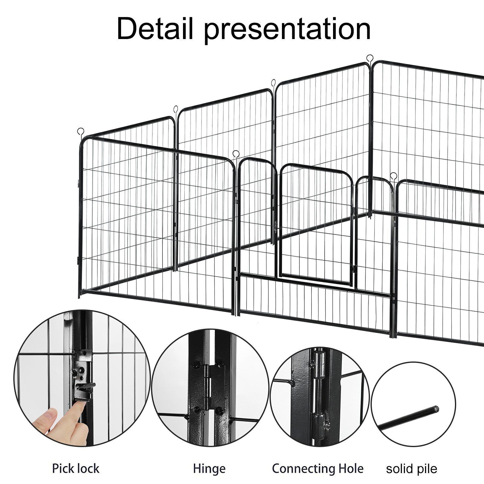 Metal Dog Pen 32/40 Inch Heavy Duty Playpen Pet Exercise Fence w/Door Outdoor
