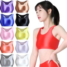 Summer Women Shiny Satin Glossy Tank T-Shirt Tops Blouse Yoga Fitness Sportswear