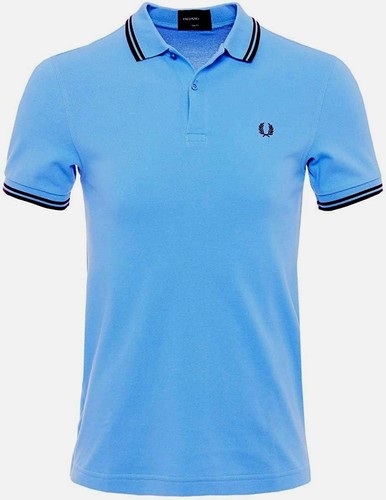 Fred Perry polo tee shirt turquoise blue men's size small M3600 plum twin tipped