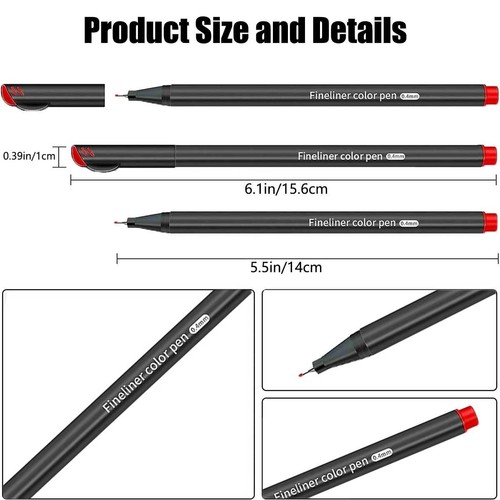 Fineliner Pens Set of 24 Fineliners 0.4 mm Tips Fine Point Markers Assorted A... - Picture 8 of 8
