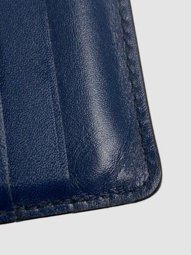 $395 Salvatore Ferragamo Mens Red Blue Antiqued Revival Leather Card Case Wallet - Picture 6 of 7