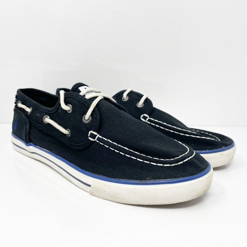Nautica Boys Spinnaker Black Lace Up Round Toe Boat Shoes Size 6 - Picture 2 of 12