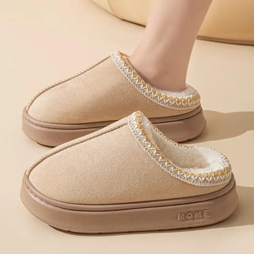 Platform Fluffy Slippers Women House Flats Fashion Plush Winter Footwear Size - Picture 28 of 28