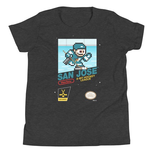 San Jose Sharks Hockey Team Jersey 8-bit Nintendo Youth Kid Child T-Shirt - Picture 7 of 8