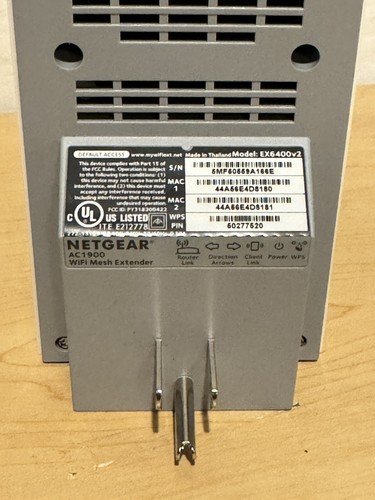 NETGEAR AC1900 Dual Band WiFi Mesh Extender Model EX6400v2 White Nighthawk - Zdjęcie 3 z 4