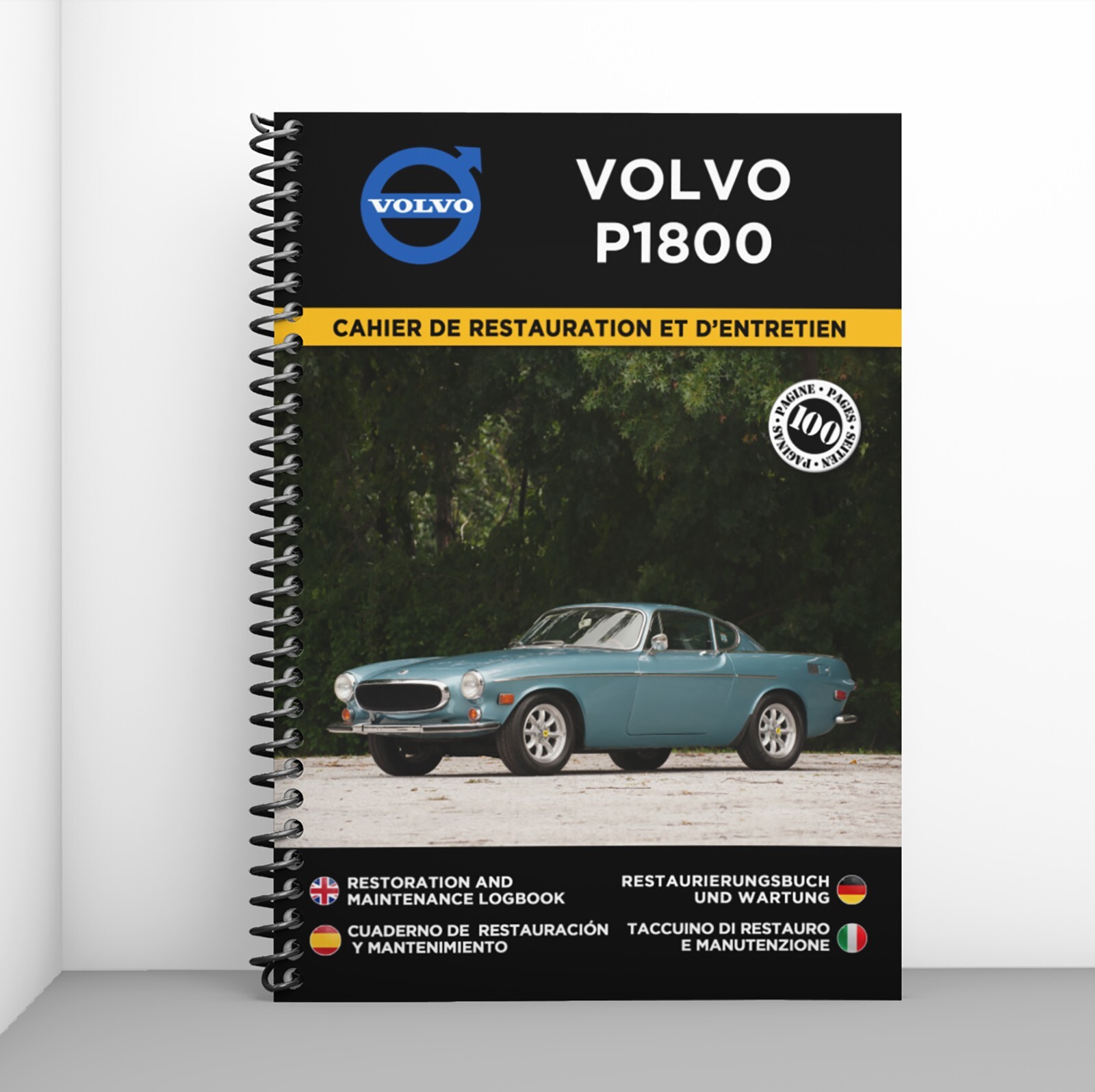 VOLVO P1800 cahier de restauration de prestige en papier premium pour passionné d'automobile