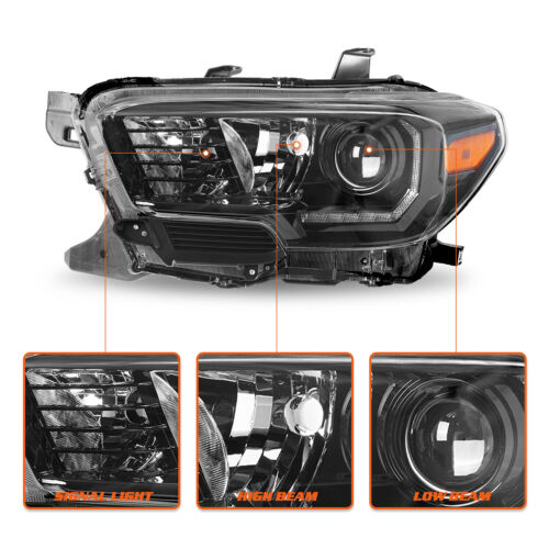 For 2016-2022 Toyota Tacoma w/ LED DRL Black Headlights Amber Corner Lamps Pair - Picture 4 of 6