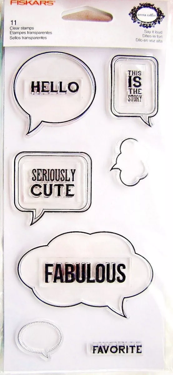 Word Bubbles Say It Loud Fiskars Clear Acrylic Stamp Set 103490-1001 NEW!