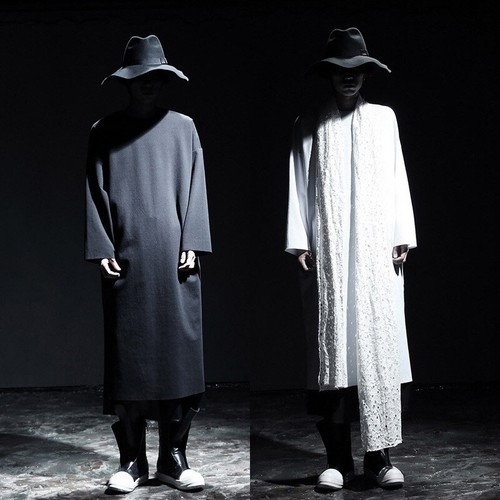 Men's Round Neck Long Sleeved Sweatshirts Loose Fit Black White Nightclub Dress