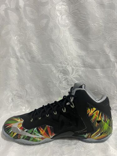 NIKE LEBRON XI 11 TAGLIA 12 ATOMIC FLOREALE MIAMI FIORE ARANCIONE ROSSO VERDE 616175 006 - Foto 2 di 15