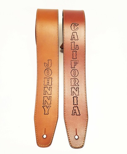 Cinturino basso chitarra in vera pelle largo 2,5"". personalizzato. lavorazione superiore - Foto 12 di 14