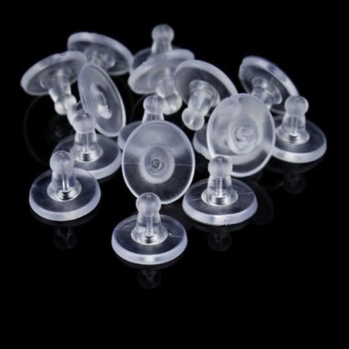 100X DIY Plastic Earring Plugging Stoppers Holders Rubber Back Round Blocked New - Picture 5 of 9