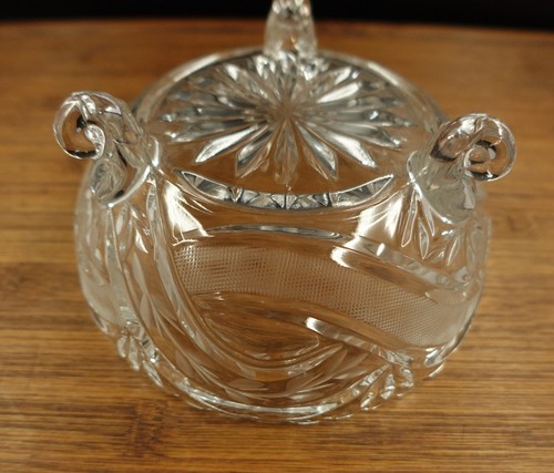 Große Vintage Bleikristall Bonboniere mit geätztem Fuß - Bild 3 von 17
