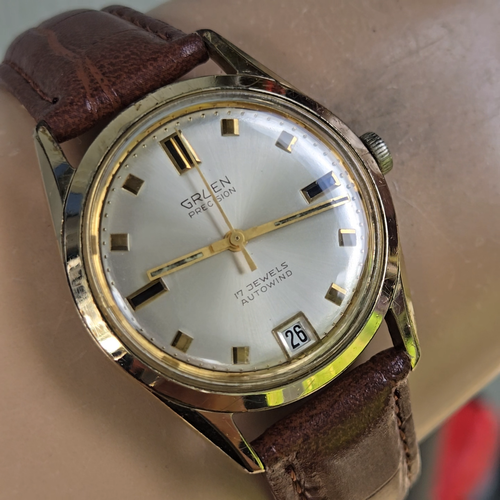 Vintage GRUEN men's automatic watch 730CA 17Jewels DATE swiss 1970s - Video 1 of 1
