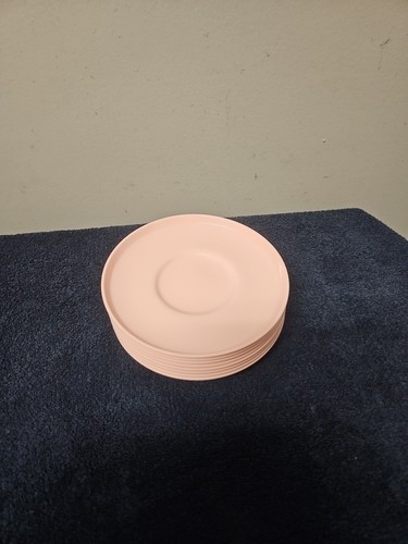 Lot Of 8 Vintage Mid Century Retro Pink Melamine 6" Cup Saucers by Park Avenue  - Picture 1 of 2