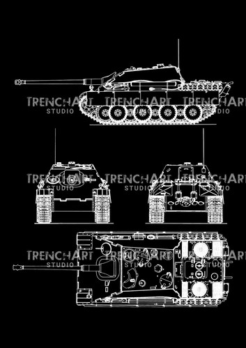 Plakat Deutscher Panzer Patent Druck WW2 Zerstörer Tigerkönig Porsche Panzer Elefant - Bild 36 von 69