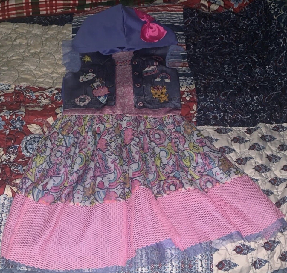 JoJo Siwa Tutu Dress Size 7/8 Girl Hoodie Costume Dance Bow Rainbow Unicorn - Image 2 of 4