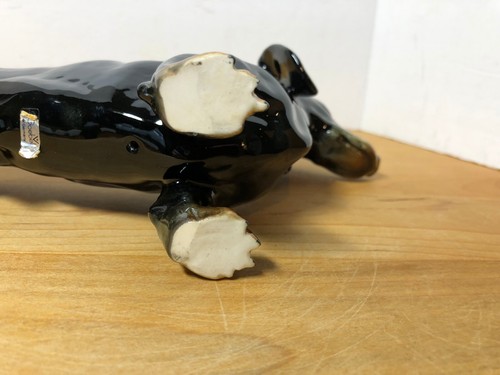 Vtg Rare Lg Goebel Porcelain Black Brown Dachshund Figurine West Germany - Picture 5 of 7
