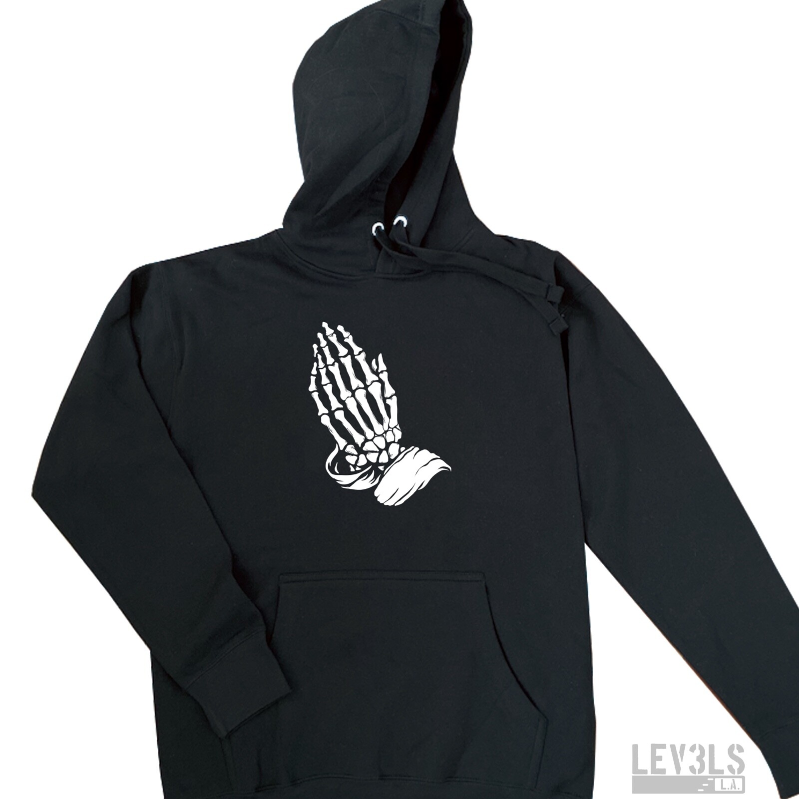SKELETON PRAYING HANDS HOODIE / HOODY GRIM REAPER BLESSED TRAP MUSIC DJ