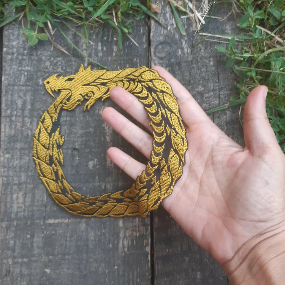 Ouroboros Mythical World Serpent Handmade Sew-On Embroidered Patch - Image 2 of 2