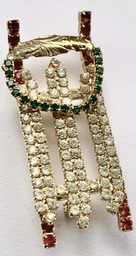 Trineo de trineo de invierno con diamantes de imitación hecho a mano con broche de cristales de Swarovski - Imagen 2 de 7
