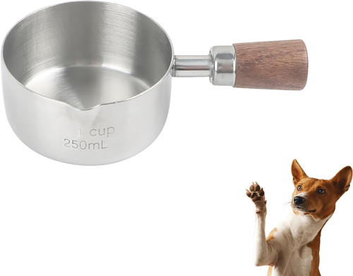 1 Cup Stainless Steel Dog Cat Food Measuring Scoop for Dry and Wet Food, Accurat