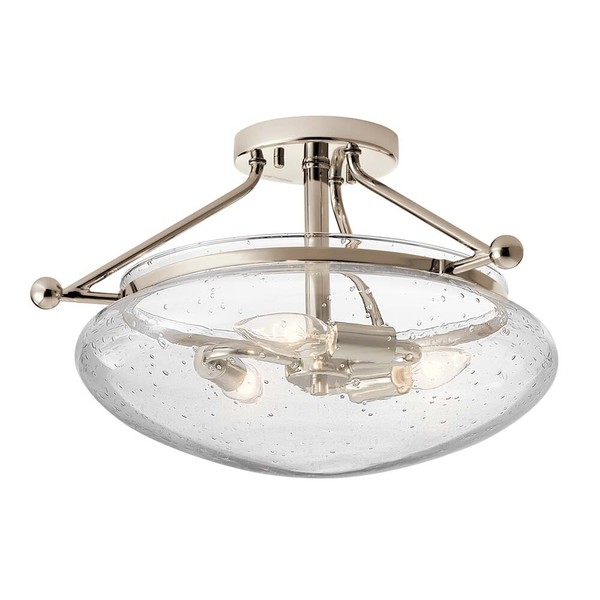 Deckenleuchte Deckenlampe Esszimmerlampe Silber Stahl Glas D 26,6 Cm 1-Flammig-image