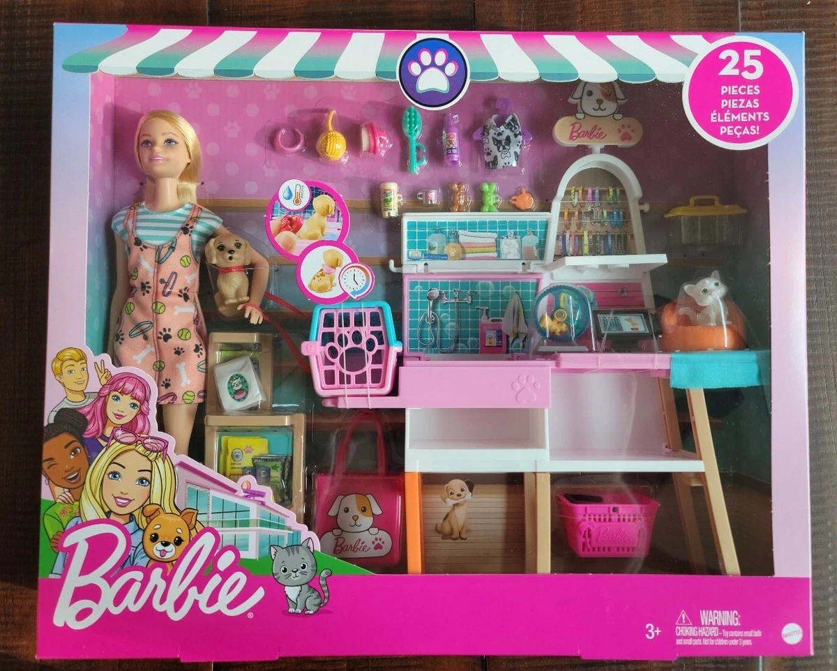 Boneca Articulada - Barbie Pets - Loja de Pet Shop - 25 peças - Mattel