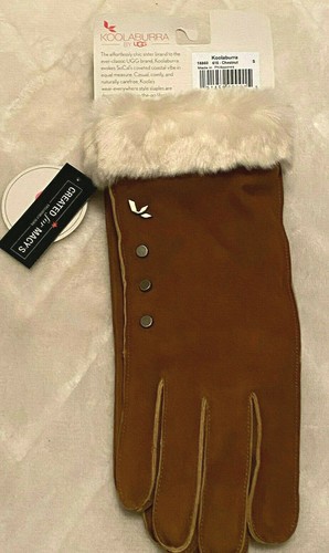 Koolaburra By UGG Studded Suede Gloves with Faux Fur Cuff Chestnut size Small - Picture 4 of 4