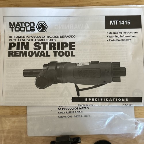 Matco Tools Pinstripe Removal Kit Pneumatic Air Burgundy MT1415 MT1415K Mint - Picture 6 of 16