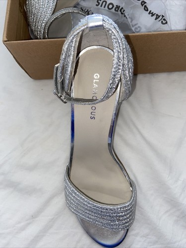 Glamorous woman’s silver block heels UK7 EU40 - Picture 5 of 8