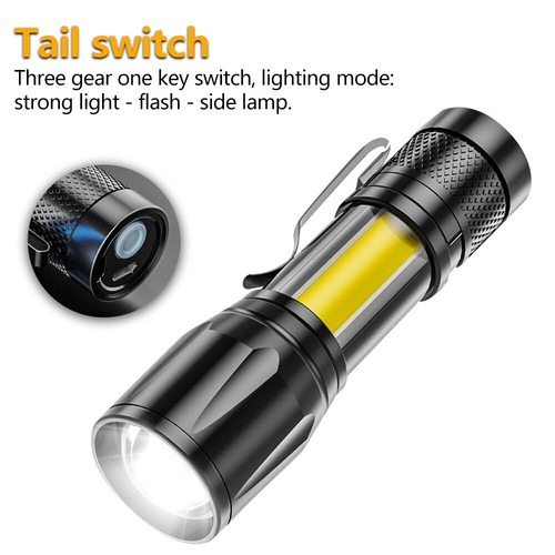 Mini Small LED Flashlight Powerful Camping Torch USB Rechargeable Pocket Light - Picture 8 of 14