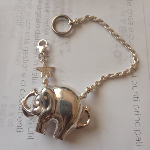 portachiavi argento 925 con elefante portafortuna - Foto 2 di 4