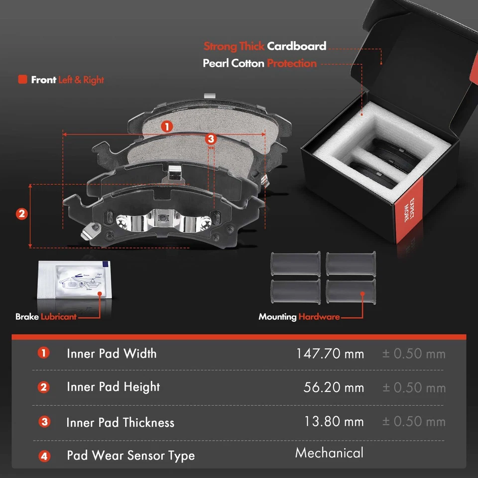 Rotores de freno de disco delanteros y pastillas de freno de cerámica para Chevrolet Corsica Buick Skylark Foto 3 de 4