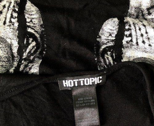Hot Topic Sleeveless Tank S/M Blk Skull Open Side Rayon Knit Grunge Gothic Y2K - Picture 4 of 6