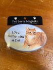 Euro Magnet, Orange Tabby Cat - Life is Better with a Cat - Pet Lover Magnet