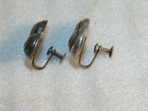 Vintage Mexico Sterling Silver earrings Screwback Clip On, Non Pierced style - Picture 10 of 11