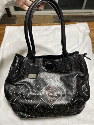 Petunia Pickle Bottom Black Leather Purse 