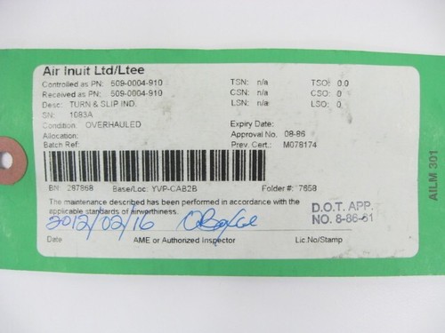 AIM TS400-1AL Turn and Slip Indicator - PN: 509-0004-910 - Picture 9 of 9